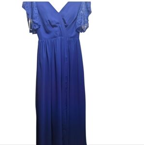 JJs House Royal Blue Maxi Dress with Lace Sleeves